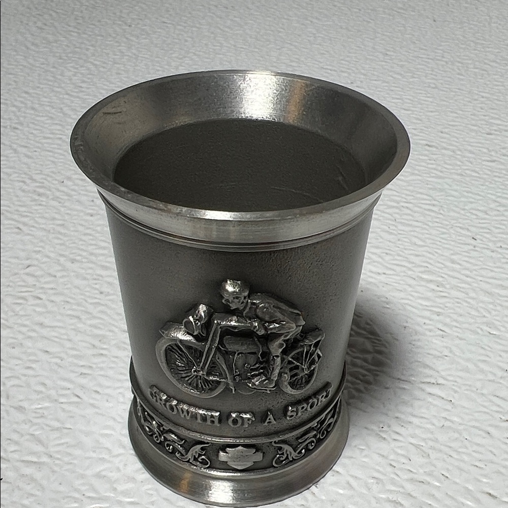HARLEY-DAVIDSON PEWTER 1910'S GROWTH OF A SPORT, DECADE SHOT GLASS #792 OF 5000